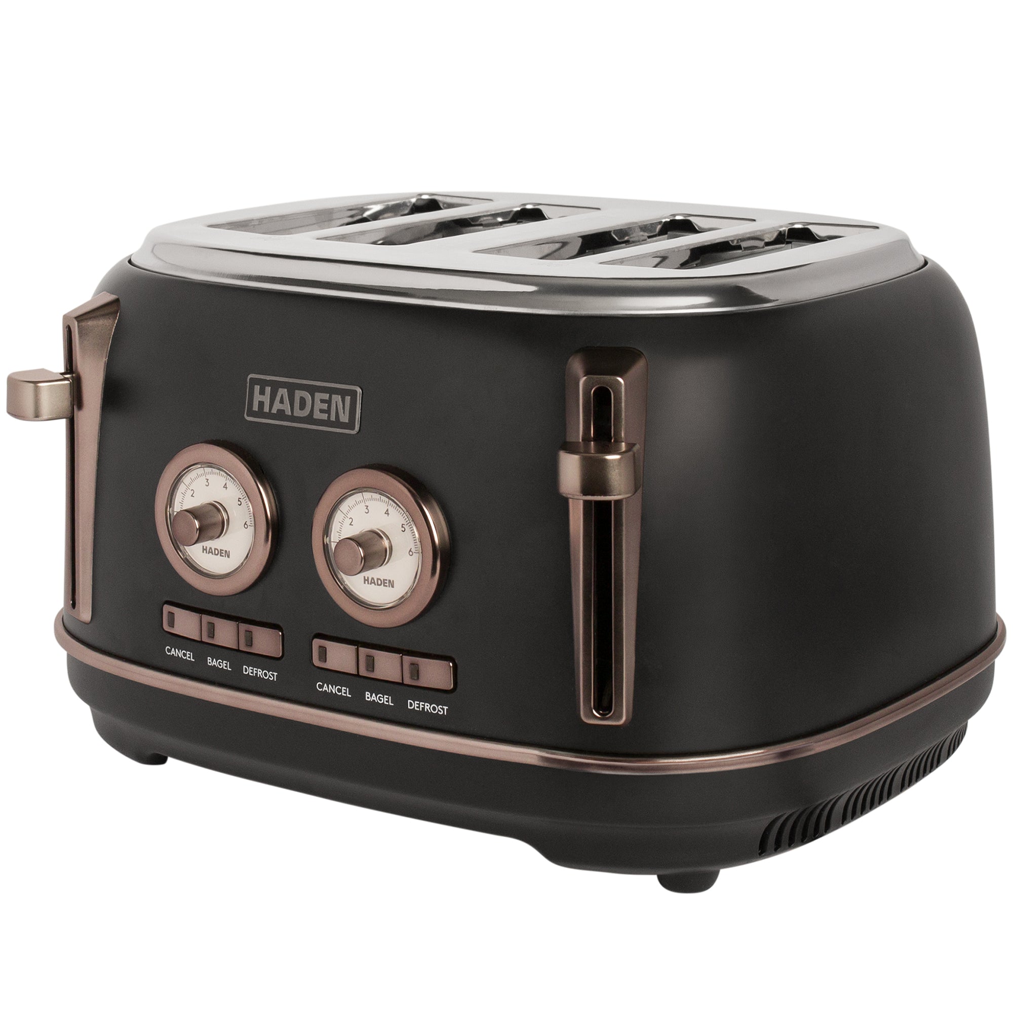 Haden Dorset 4-Slice Wide-Slot Stainless Steel Bread Toaster, Black and Pewter