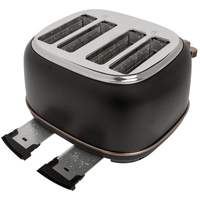 Haden Dorset 4-Slice Wide-Slot Stainless Steel Bread Toaster, Black and Pewter