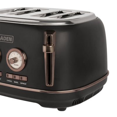 Haden Dorset 4-Slice Wide-Slot Stainless Steel Bread Toaster, Black and Pewter - VMInnovations