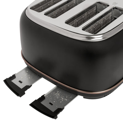 Haden Dorset 4-Slice Wide-Slot Stainless Steel Bread Toaster, Black and Pewter - VMInnovations