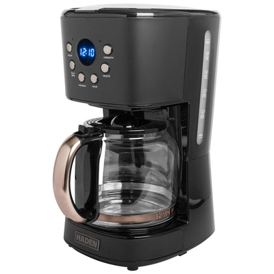 Haden 12 Cup Programmable Drip Coffee Maker with Strength Control, Black/Pewter