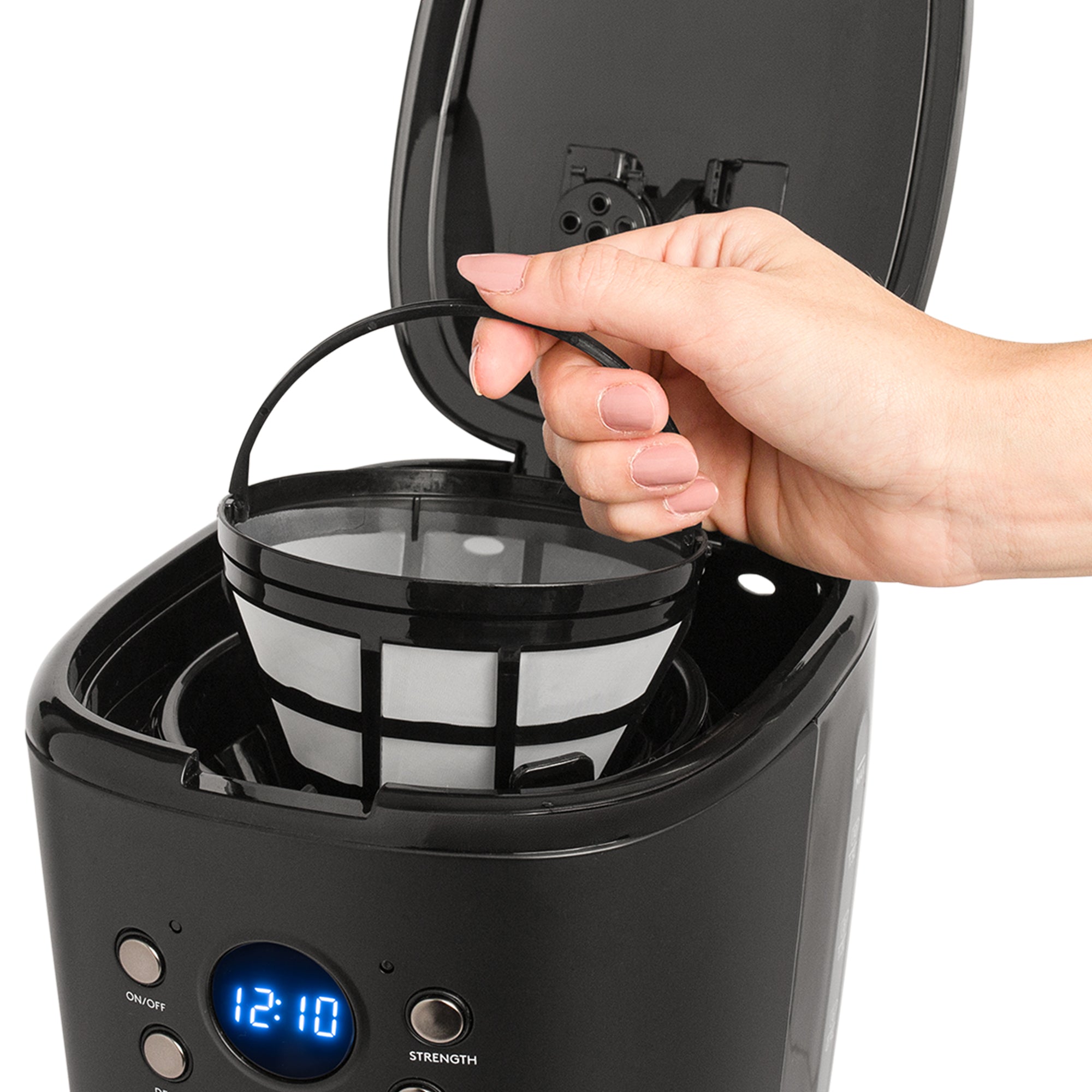 Haden 12 Cup Programmable Drip Coffee Maker with Strength Control, Black/Pewter - VMInnovations