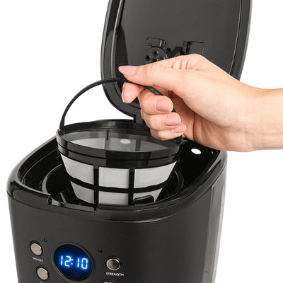 Haden 12 Cup Programmable Drip Coffee Maker with Strength Control, Black/Pewter - VMInnovations