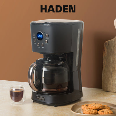 Haden 12 Cup Programmable Drip Coffee Maker with Strength Control, Black/Pewter - VMInnovations