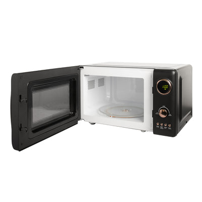 Haden 0.7 Cubic Foot Compact Countertop Microwave Oven, 700 Watts, Black/Pewter