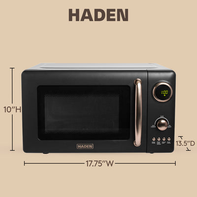 Haden 0.7 Cubic Foot Compact Countertop Microwave Oven, 700 Watts, Black/Pewter - VMInnovations