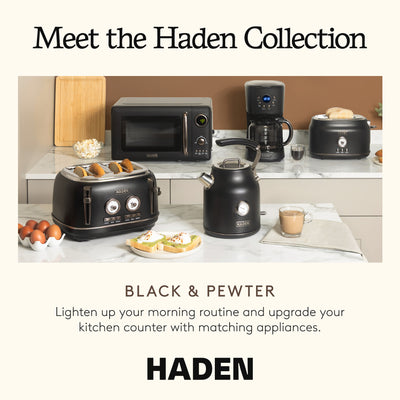Haden 0.7 Cubic Foot Compact Countertop Microwave Oven, 700 Watts, Black/Pewter - VMInnovations