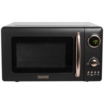Haden 0.7 Cubic Foot Compact Countertop Microwave Oven, 700 Watts, Black/Pewter