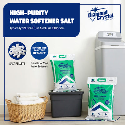 Diamond Crystal Iron Fighter Water Softener Soluble Salt Pellets, 40 Pounds
