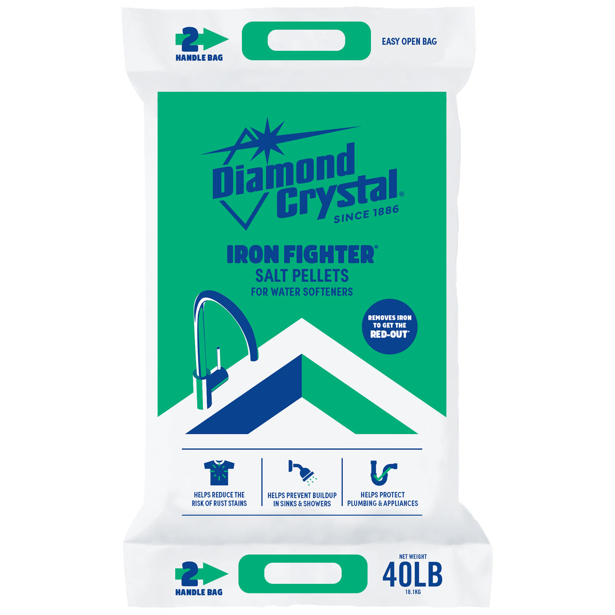 Diamond Crystal 4 Pack Iron Fighter Water Softener Soluble Salt Pellets, 40 lb