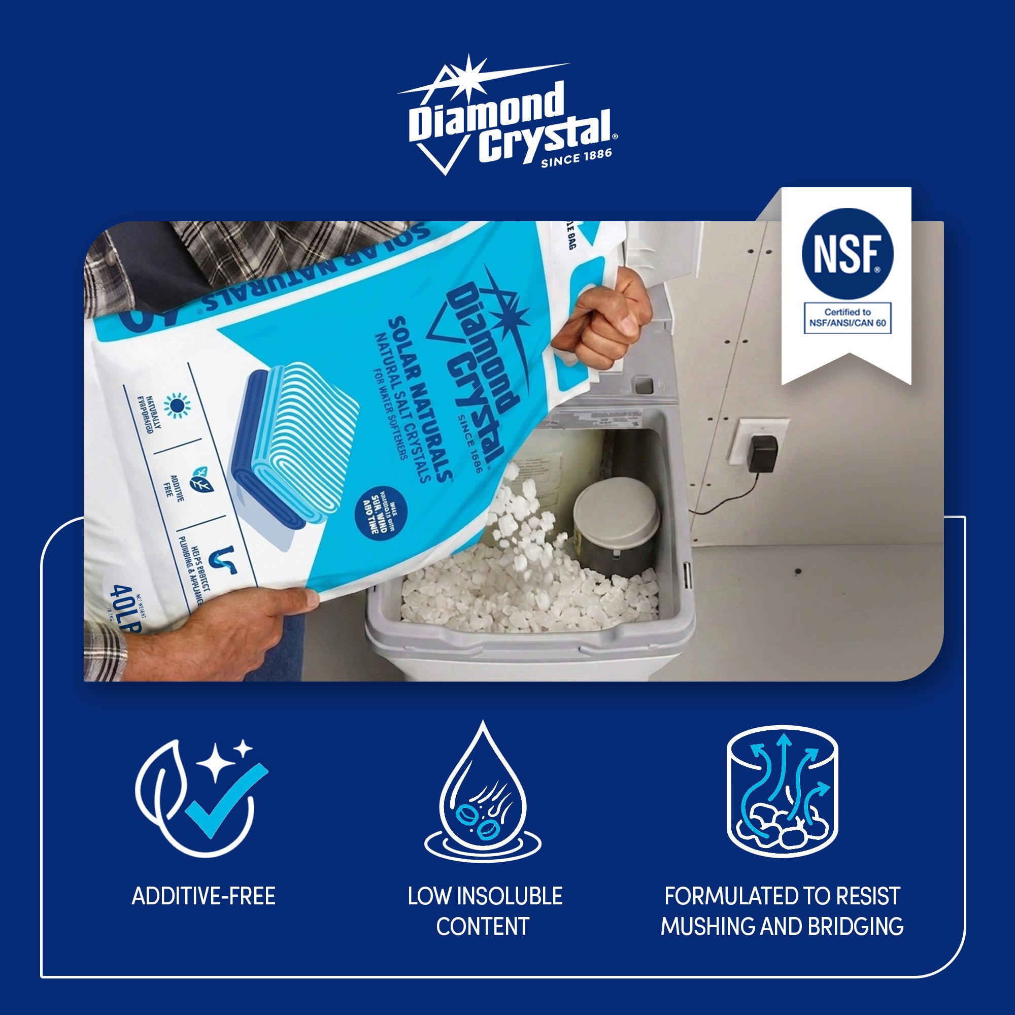 Diamond Crystal Solar Naturals Water Softener Pure Salt Crystals, 40 Pounds - VMInnovations