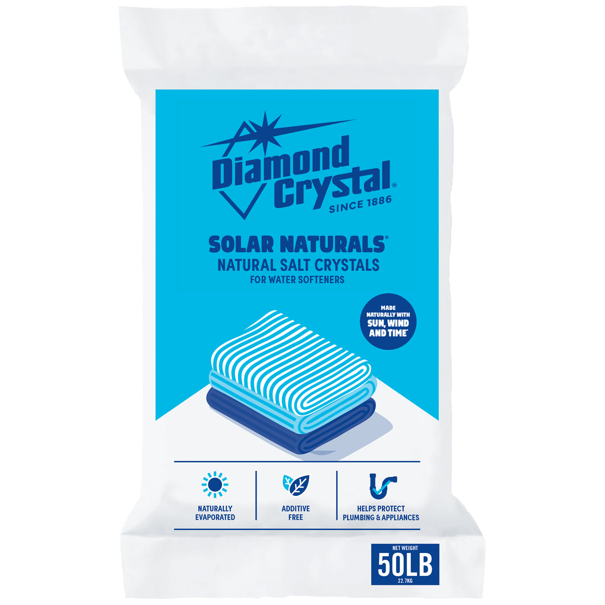 Diamond Crystal 3 Pack Solar Naturals Water Softener Pure Salt Crystals, 50 lbs
