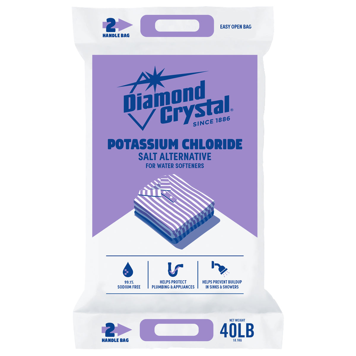 Diamond Crystal 2 Pack Potassium Chloride, Low-Sodium Salt Alternative, 40 lb