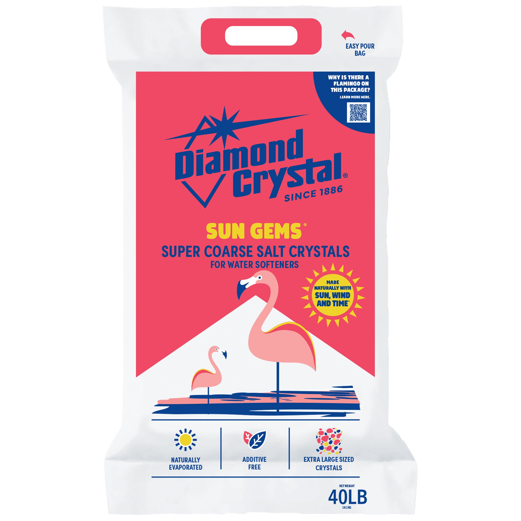 Diamond Crystal Sun Gems Water Softener Super Coarse Salt Crystals, 40 Pounds