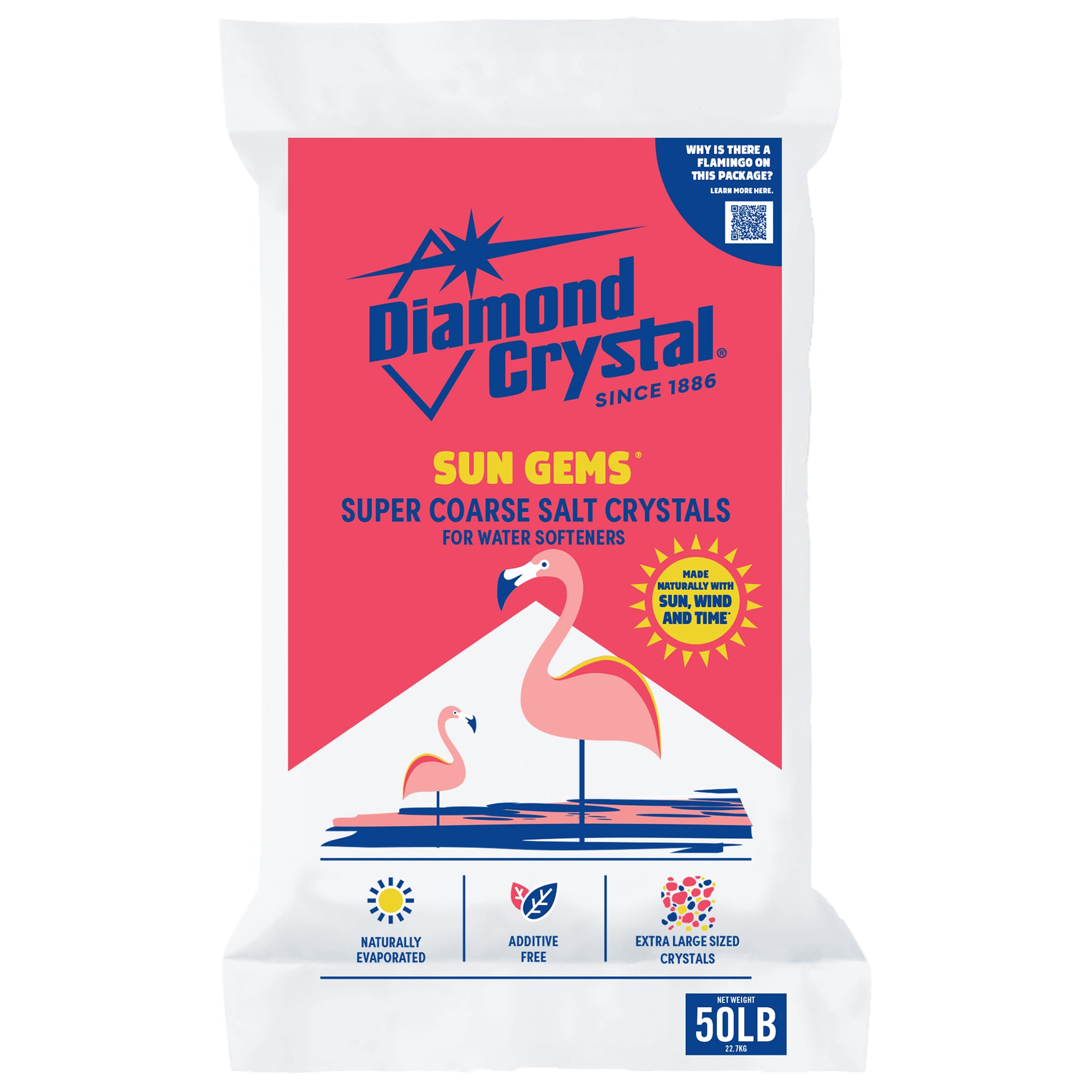 Diamond Crystal Sun Gems Water Softener Super Coarse Salt Crystals, 50 Pounds
