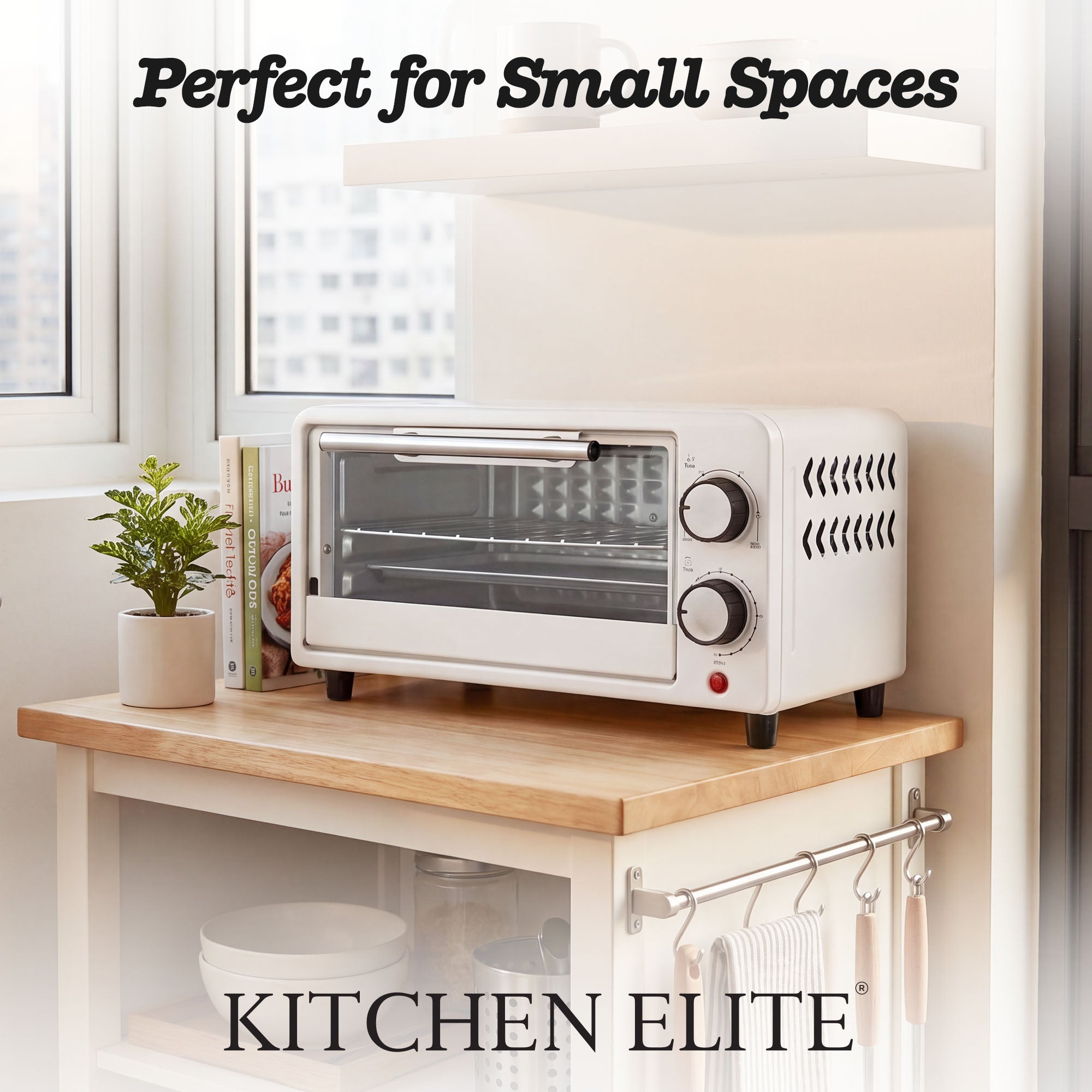 Kitchen Elite Compact Countertop Toaster Oven w Stainless Steel Tray (Open Box)