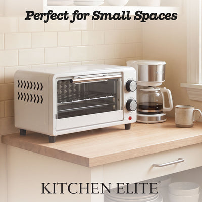 Kitchen Elite Compact Countertop Toaster Oven w Stainless Steel Tray (Open Box)