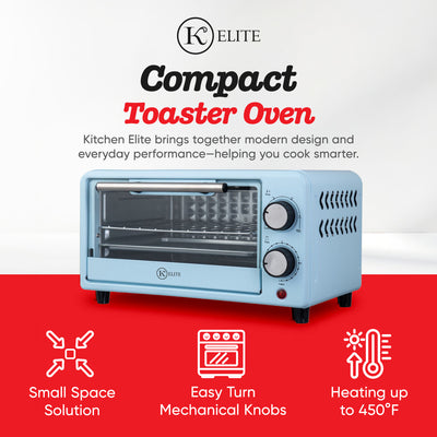 Kitchen Elite Compact Countertop Toaster Oven w Stainless Steel Tray (Open Box)