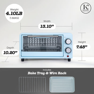 Kitchen Elite Compact Countertop Toaster Oven with Stainless Steel Tray, Blue - VMInnovations