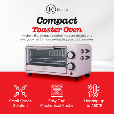 Kitchen Elite Compact Countertop Toaster Oven w Stainless Steel Tray, (Open Box)