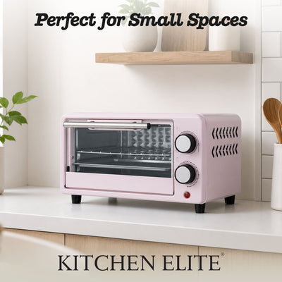 Kitchen Elite Compact Countertop Toaster Oven with Stainless Steel Tray, Pink - VMInnovations