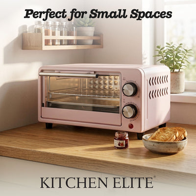 Kitchen Elite Compact Countertop Toaster Oven with Stainless Steel Tray, Pink - VMInnovations