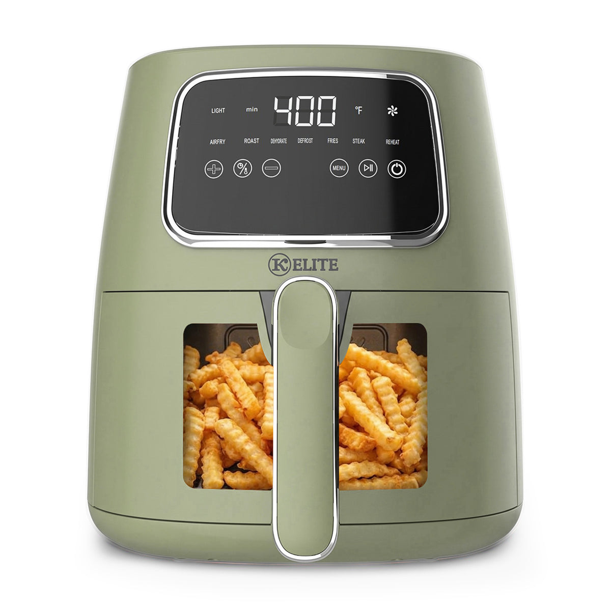 Kitchen Elite 5.5 Qt Digital Air Fryer, Countertop Cooker with LED Screen, Green