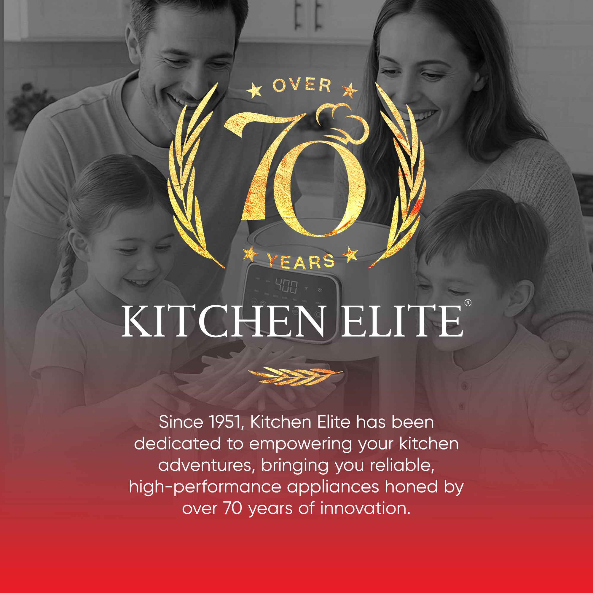 Kitchen Elite 5.5 Qt Digital Air Fryer, Countertop Cooker w/ LED Screen, Peach - VMInnovations