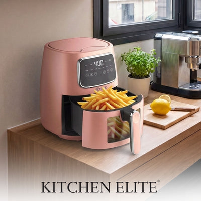 Kitchen Elite 5.5 Qt Digital Air Fryer, Countertop Cooker w/ LED Screen, Peach - VMInnovations