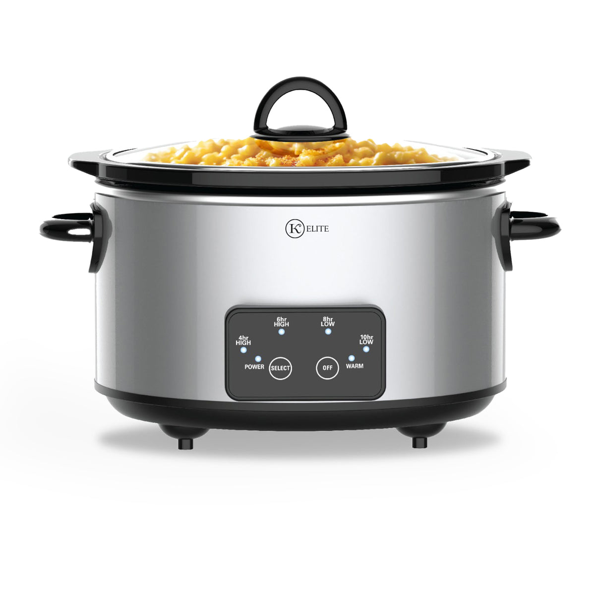 Kitchen Elite 4 Qt Oval Programmable Slow Cooker, Stainless Steel with Glass Lid - VMInnovations