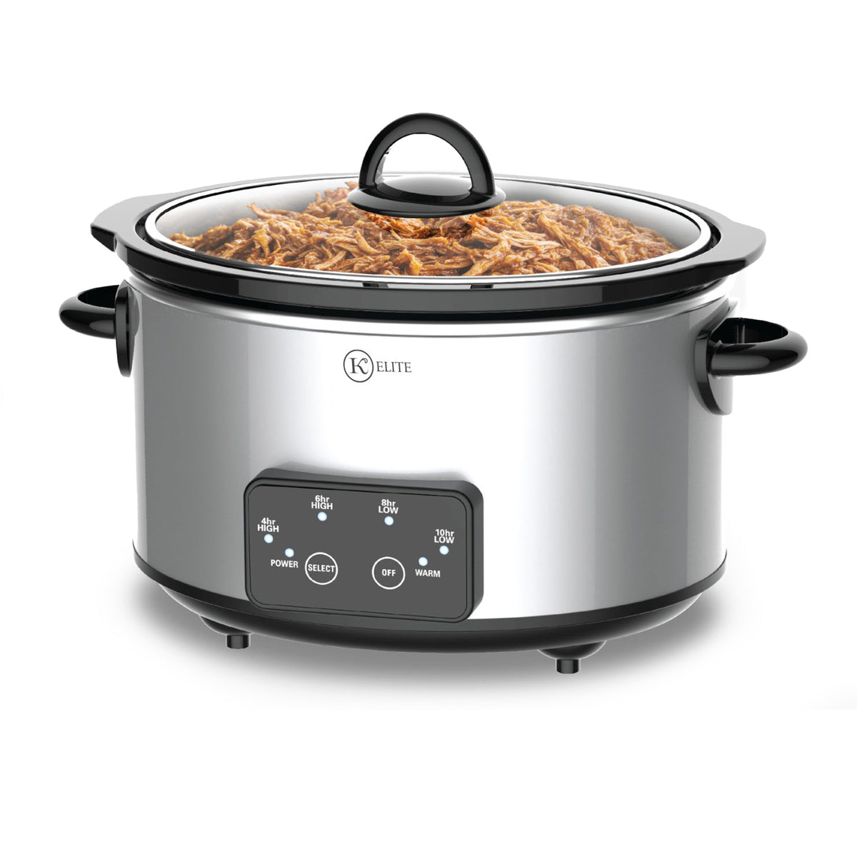 Kitchen Elite 4 Qt Oval Programmable Slow Cooker, Stainless Steel with Glass Lid - VMInnovations