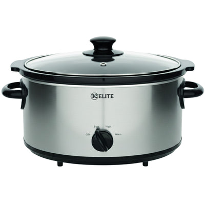 Kitchen Elite 5 Qt Slow Cooker, Stainless Steel Ceramic Crock Pot with Glass Lid - VMInnovations