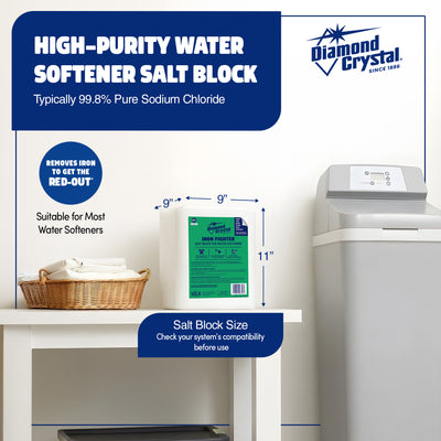 Diamond Crystal Iron Fighter Pure Salt Block for Water Softeners, 50 Pounds