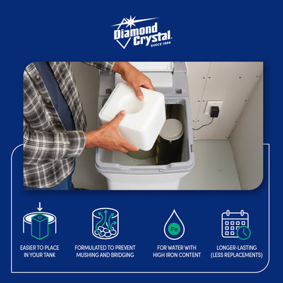 Diamond Crystal Iron Fighter Pure Salt Block for Water Softeners, 50 Pounds