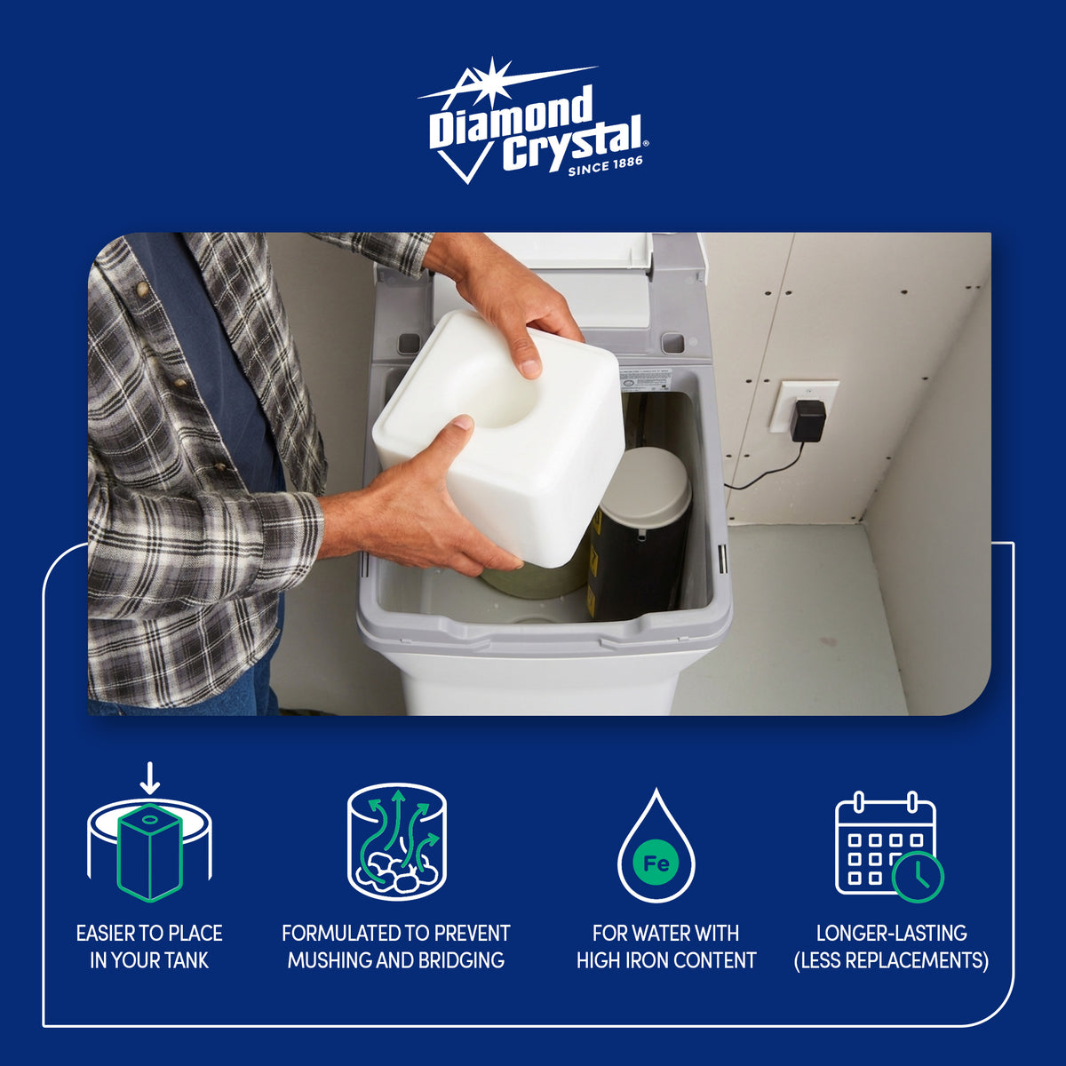 Diamond Crystal 6 Pack Iron Fighter Pure Salt Block for Water Softeners, 50 lb