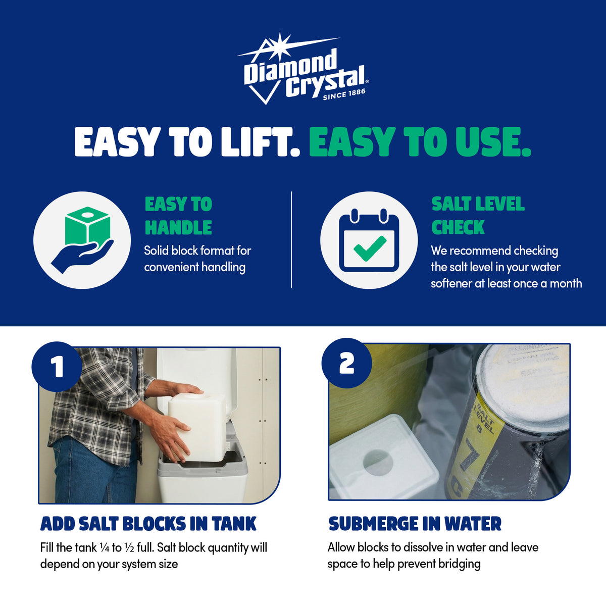 Diamond Crystal 4 Pack Iron Fighter Pure Salt Block for Water Softeners, 50 lb