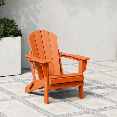 WestinTrends Malibu Classic Outdoor Patio HDPE Folding Adirondack Chair, Orange