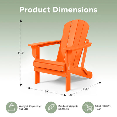 WestinTrends Malibu Classic Outdoor Patio HDPE Folding Adirondack Chair, Orange