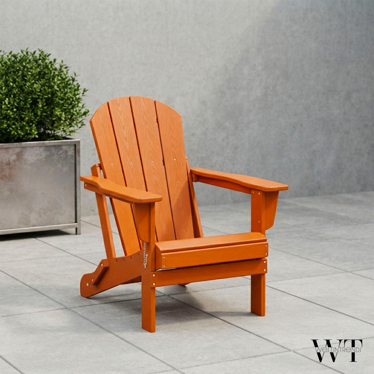 WestinTrends Malibu Classic Outdoor Patio HDPE Folding Adirondack Chair, Orange