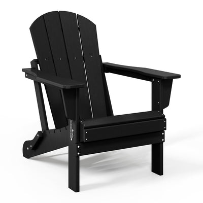 WestinTrends Malibu Classic Outdoor Patio HDPE Folding Adirondack Chair, Black