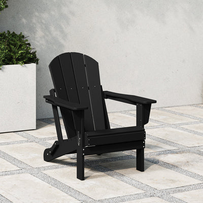 WestinTrends Malibu Classic Outdoor Patio HDPE Folding Adirondack Chair, Black