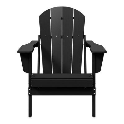 WestinTrends Malibu Classic Outdoor Patio HDPE Folding Adirondack Chair, Black