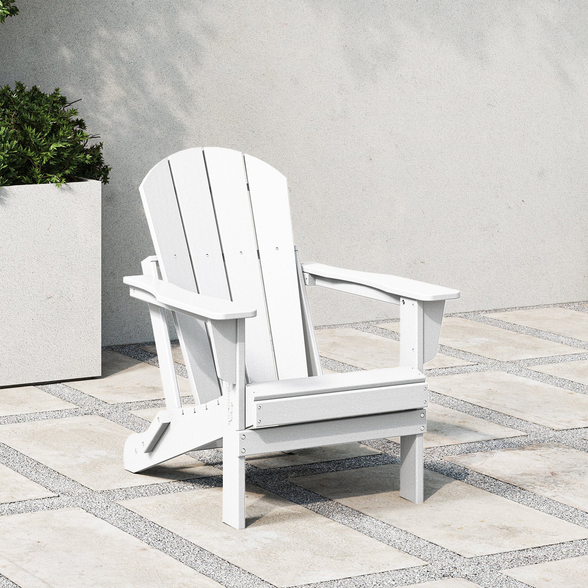 WestinTrends Malibu Classic Outdoor Patio HDPE Folding Adirondack Chair, White