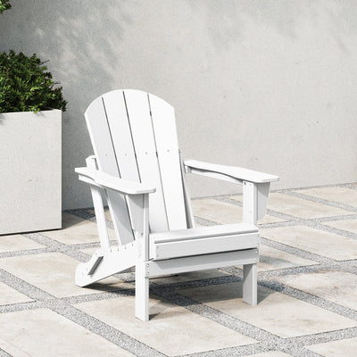 WestinTrends Malibu Classic Outdoor Patio HDPE Folding Adirondack Chair, White