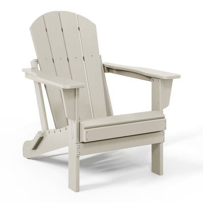 WestinTrends Malibu Classic Outdoor Patio HDPE Folding Adirondack Chair, Sand