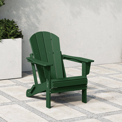 WestinTrends Malibu Outdoor Patio HDPE Folding Poly Adirondack Chair, Dark Green