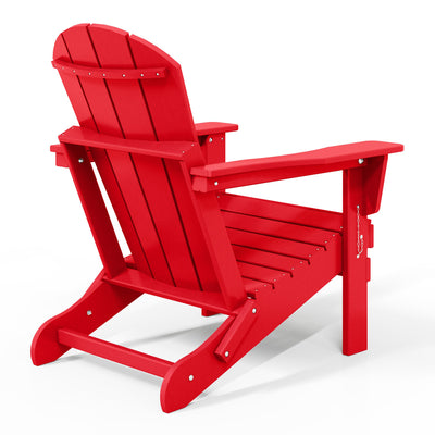 WestinTrends Malibu Classic Outdoor Patio HDPE Folding Adirondack Chair, Red