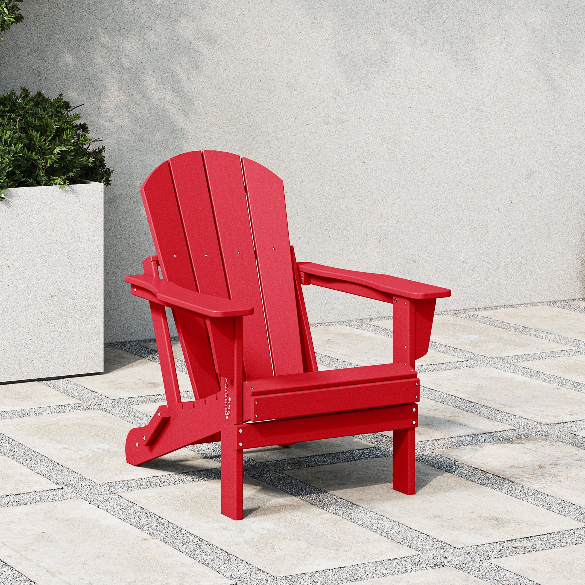 WestinTrends Malibu Classic Outdoor Patio HDPE Folding Adirondack Chair, Red