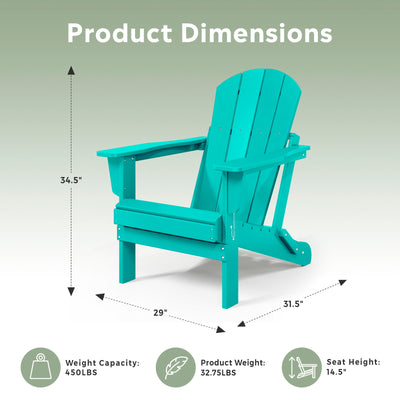 WestinTrends Malibu Outdoor Patio HDPE Folding Adirondack Chair, Pacific Blue