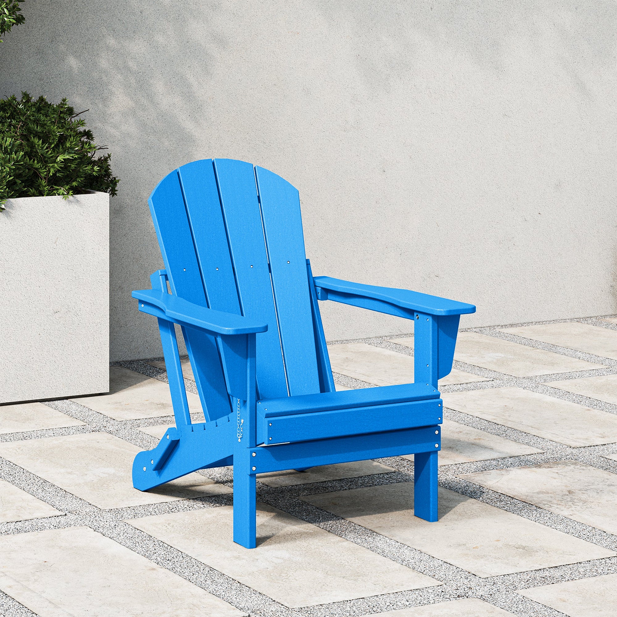WestinTrends Malibu Outdoor Patio HDPE Folding Adirondack Chair, Pacific Blue